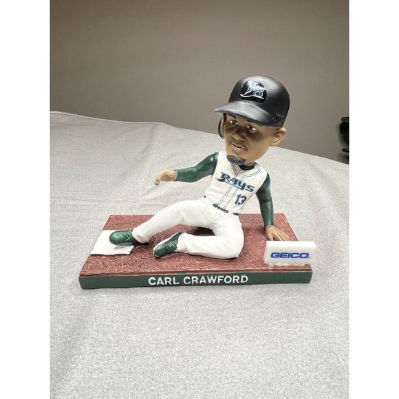 Tampa Bay Rays Carl Crawford Bobblehead Sliding into Base 2023 HOF BDA GEICO MLB - Picture 1 of 8